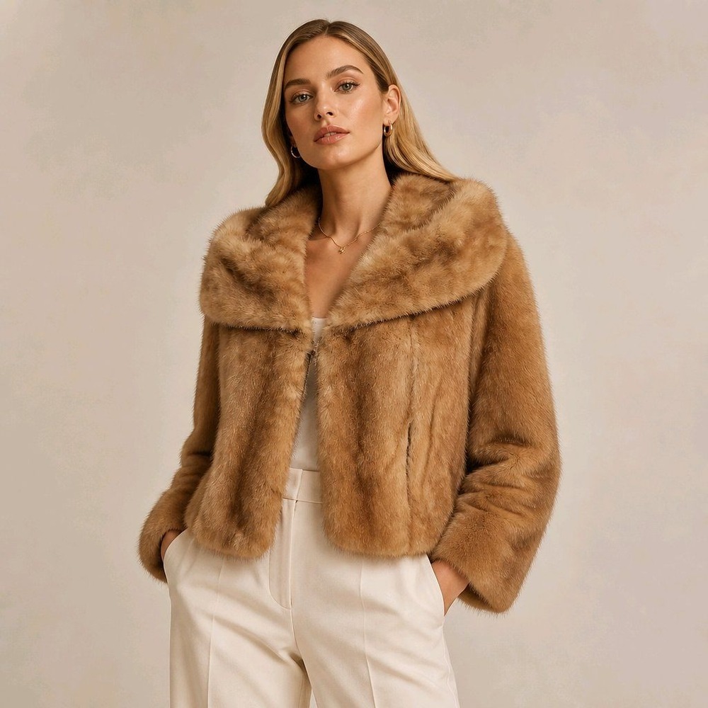 Vintage Fur Stole Brown Mink Fur Capelet Wrap Bolero